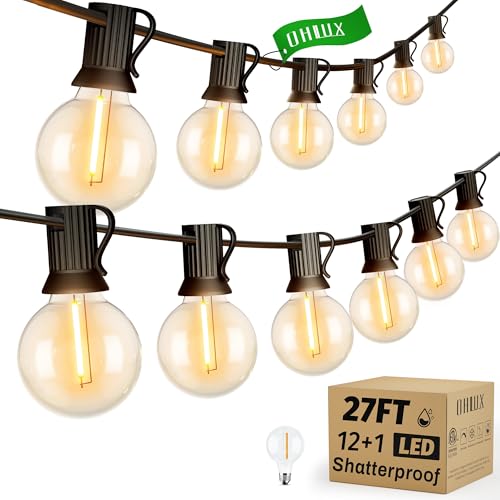 LED Lichterkette Außen 8m/27FT Lichterketten mit Stecker Outdoor Fairy Lights -13 G40 Birnen(1 Ersatzbirne), 2200K Warmweiß, IP65 Wasserdicht & Verlängerbar für Terrasse, Garten & Partys thumbnail 1
