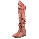 ROF Women's TREND-HI Over-The-Knee Thigh High Flat Slouchy Shaft Low Heel Boots by ROOM OF FASHION