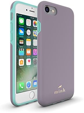 iPhone 7, iPhone 8 Protective Phone Case from Mink - Madison Series - Soft-Touch Coating. Detachable Hard Rubber Inner Liner - Slim, Sturdy, Lightweight and Beautiful - Lilac Gray and Tiffany Blue