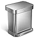 simplehuman 30L Rectangular Step Trash Can with Liner Pocket, Brushed Stainless Steel, with 60 pack custom fit liner code F