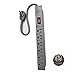 Topzone 6 Outlet 1.5Ft Safety Circuit Breaker Angle Electrical Wall Plug AC Wall Power Strip Switch Adapter ETL Listed(Gray)