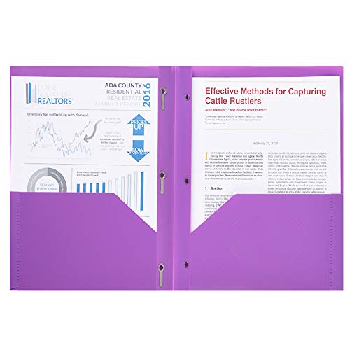 Plastic Folders 12 Pack Multicolor 2 Pocket Folders with 3 prongs and