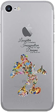 EJC Avenue Silicone iPhone 8 (4.7") Phone Case Gel TPU Cover/Screen Protector + Cloth/Fan Art Mickey Quote