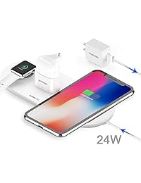 WORDIMA Airpower Wireless Charging Pad, 3-in-1 Multiple Devices Wireless Charger Dock 10W 7.5W Fast Charge Station Compatible with Apple Watch 1 2 3 4 Airpods 1 2 iPhone 8, 8 Plus, X, Xr, Xs, Xs Max