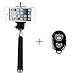 AFUNTA Extendable Camera Self Selfie Portrait Shooting Pole Adjustable Handheld Stick Monopod Pod with 1/4 inch Screw Hole Adjustable Smartphone Adapter Monopod Mount Phone Holder for iPhone 4 / 4S / 5 / 5s / 5c, HTC One LG Sony, Samsung Galaxy S5 S4 S3, Nexus Mobile Cell Phone - Black + Bluetooth Remote Camera Wireless Shutter - Black