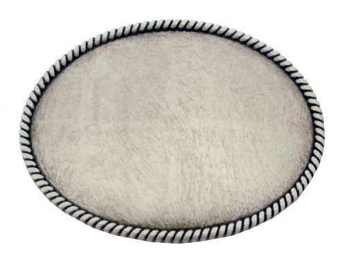 Silver Rope Edge Plain Belt Buckle Antique Nickel Finish
