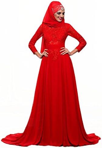 PROMNOVAS Women's Lace Long Muslim Evening Dresses Party Gowns