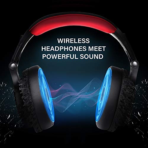 OneOdio A70 Bluetooth Over Ear Headphones, Studio Headphones with Shareport, Foldable, Wired and Wireless Professional Recording Headphones with Stereo Sound for Electric Drum Piano Guitar Amp (Red)