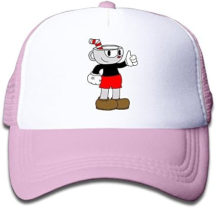 Kids Cuphead Adjustable Snapback Mesh Caps Pink One Size