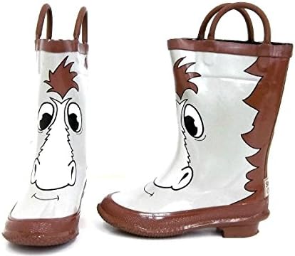 Storm Chief Kids Horse Rubber Rain Boots Tan/brown (13)