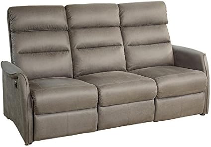 Tousmesmeubles Canape De Relaxation Electrique 3 Places Gris Softy L 195 X L 90 165 X H 107 80 Neuf Amazon Fr Cuisine Maison