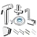 VOVA Handheld Shattaf Bidet Sprayer For Toilet, Cloth Diaper Sprayer,Toilet Shower with T-valve,Bum Gun Hand Bidet - ABS White Chrome (Bidet C)