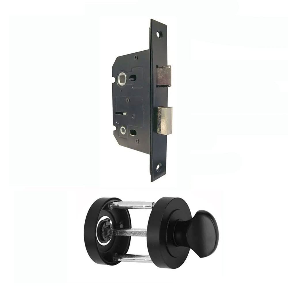 HANDLESTORE Twist Lever on Rose Door Handle Set - Matt Black Finish (Black Bathroom Accessories)