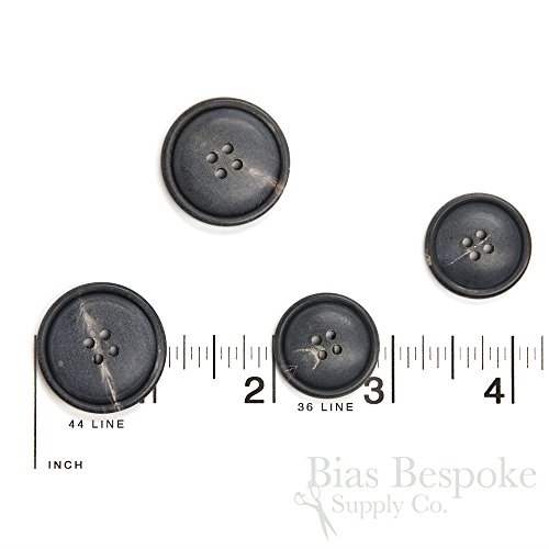 Set of 3 Extra Thick Blue Black Genuine Horn Overcoat Buttons, 44 Line