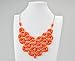 Jane Stone Fashion Elegant Orange Tessellate Net Statement Beaded Jewelry Bib Choker Necklace for Mother(Fn0511-Orange)
