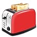 LATITOP Red 2-Slice Toaster Brushed Stainless Steel with Extra Wide Slot for Bagels, Small &Large Bread Slices, Removable Crumb Tray, Led Indicator, Auto Shut-off, 7 Shade Setting, High Lift Lever … (Red with Bagel Setting)
