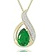Amazon Collection 14k Yellow Gold Created Gemstone and Diamond Accent Teardrop Pendant Necklace, 18
