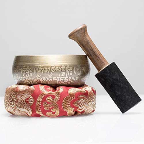 CAHAYA Tibetan Singing Bowls with Cushion and Mallet 3.7inches Meditation Sound Bowl Handcrafted in Nepal for Yoga… - Image 3