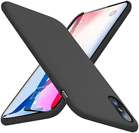 iPhone X Case, SKEEPER Liquid Silicone Gel Rubber 5.8" Microfiber Cloth Cushion Soft Shockproof Protective Cover for 2017 iPhone X / 10 [Black]