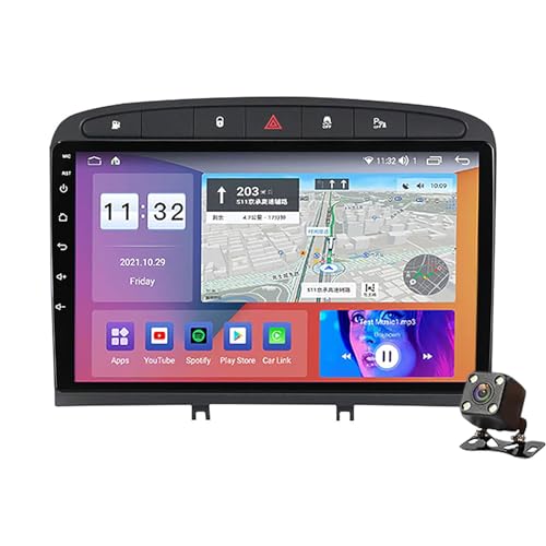 PLOKM Android Autoradio Car Stereo with Bluetooth WiFi for Peugeot 408 2010-2016 Compatible with Carplay RDS Auto Radio Stereo 9 inch Touch Display Car Media Player