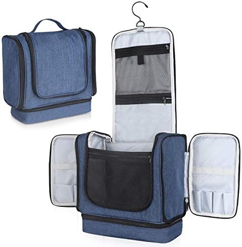 Leccod Large Hanging Travel Toiletry Bag for women and men ,Water-resistant Cosmetic Makeup Bag ,Full Sized Container Organizer for Shampoo, Toiletries etc. (Navy Blue) 1 Leccod Large Hanging Travel Toiletry Bag for women and men ,Water-resistant Cosmetic Makeup Bag ,Full Sized Container Organizer for Shampoo, Toiletries etc. (Navy Blue)