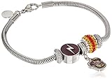 Harry Potter Stainless Steel Gryffindor House Hogwarts Beaded Bundle Charm Bracelet