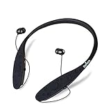 Bluetooth Headphones, DolTech 980 Wireless Stereo Sweatproof Retractable Earbuds Wire Sport Neckband Headphones Built-in Mic with Noise Cancellation Headset for iPhone7/6/IOS/ Android Devices(Black)