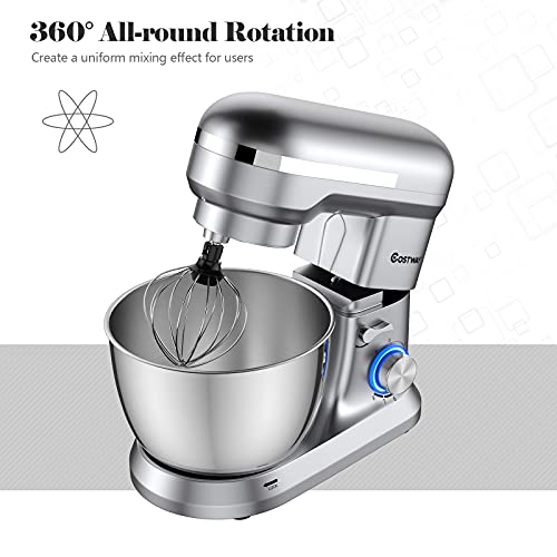 COSTWAY TiltHead Stand Mixer, 8speed Food Mixer with Pulse Function
