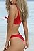 QINSEN Hipsters Sexy Scoop Neck Cropped Top Bandage 2PCS Swimsuit Bikini Sets Red L