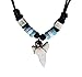 Exoticdream Real Shark Tooth Necklace Reggae Rasta Jamaican Surfer Hawaiian Beach Boys Girls Men - Sky Blue White