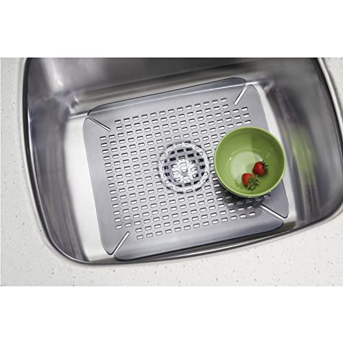 mDesign Adjustable Kitchen Sink Dish Drying Mat/Grid Plastic Sink