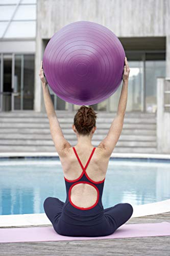 BST POWER Exercise Ball, 45-85cm Extra Thick Yoga Ball Chair, Anti-Burst Heavy Duty Gym Ball Stability Ball Birthing Ball with Quick Pump (Purple, 65 cm)