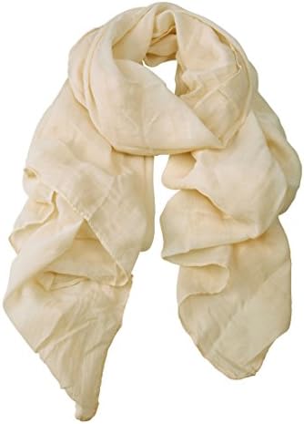 EccA Womens Solid Color Long Shawl Scarf,Linen-Cotton Blended Fabric-Beige