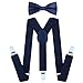 AWAYTR Child Kids Suspenders Bowtie Set - Adjustable Suspender Set for Boys and Girls (25Inches (3 Years to 6 Years),Navy blue)