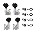 YMC TP-UK Series 4pcs Ukulele Tuning Pegs 2L2R Chrome Machine Heads Tuners for Ukuele with Pick, (Chrome with black buttons Handle)