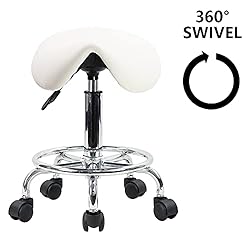 KKTONER Saddle Stool with Foot Rest PU Leather