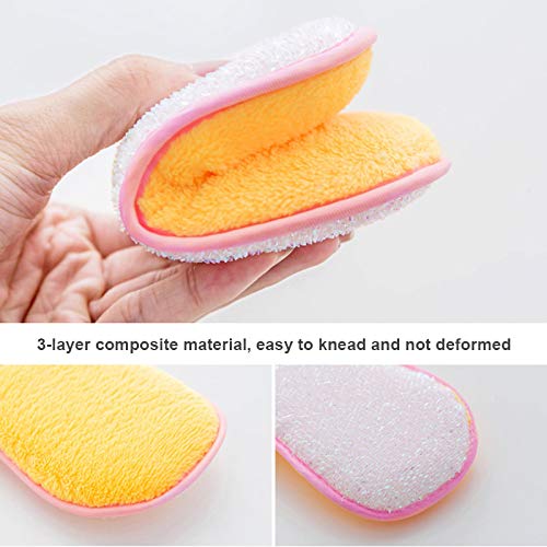 3Pcs Antibacterial Kitchen Scouring Pads Double Sided Scrubbing Sponges Scourer Non Odor Dish Scrubber Brush, Great for Non Stick Pans Pots Cookware