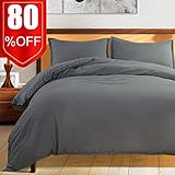 Bedding Duvet Cover Set Queen Grey -Premium With Zipper Closure Hotel Quality Hypoallergenic Wrinkle and Fade Resistant Ultra Soft -3 Piece-1 Soft Microfiber Duvet Cover Matching 2 Pillow Shams