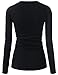 Womens Fitted Tee Henley Neck Long Sleeve Cotton Tshirts BLACK US S(Tag size M)