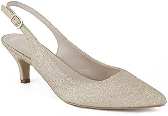 GreatonuWomen's Slingback Kitten Heel Pointed Toe Dress Pumps Shoes