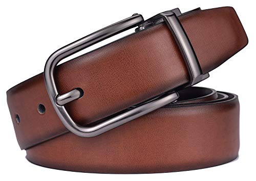 Autolock Mens Reversible Leather Belts, Dress Casual 1 1/4" Wide Belts for Men, One Belt Reverse for 2 Colors