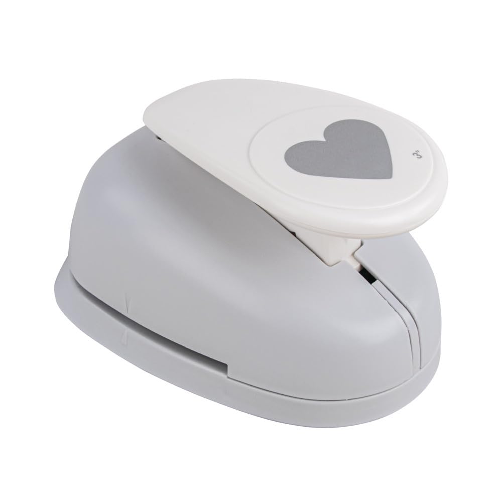 Rayher Paper Craft Punch with Heart Design, Lever Punch for Card Making and Scrapbooking, 7.5cm, 3", 69099000