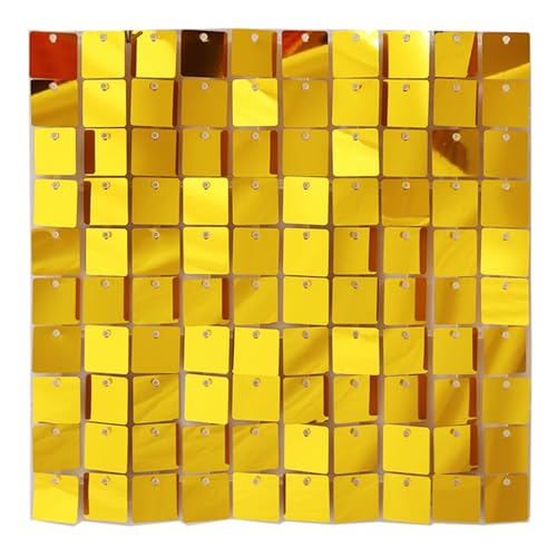 AM ANNA Gold Shimmer Wall Backdrop for Party, Gold Sequin Backdrop,Gold Glitter Wall Backdrop 30 Pieces,Square Glitter Wall Panels Shimmer Backdrop Valentine's Day Decoration, Birthdays, Weddings
