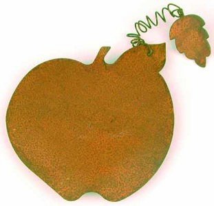 Group of 2 Rusty Tin Apple Shape Cutout Candle Tacks for Embellishing Candles, Organizing Boards, and Decor
