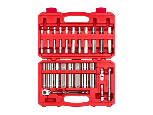 TEKTON 3/8 Inch Drive 6-Point Socket and Ratchet Set, 42-Piece (6-24 mm) | SKT15201
