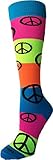 Neon Rainbow Fun Print OTC Socks (Peace Sign, Medium)