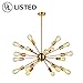 VINLUZ Sputnik Chandelier Brushed Brass 18 Light Mid Century Modern Pendant Lighting Industrial Vintage Ceiling Light UL Listed