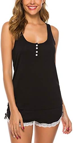 Gladiolus Women Pajama Set Bamboo Sleepwear Racerback Tank Top and Shorts Lace PJ Set Nightwear