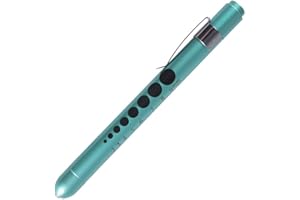 Aokin Medical Pen Light for Nurse Doctor, Reusable LED Medical Penlight Flashlight with Pupil Gauge and Ruler, White Light, Teal