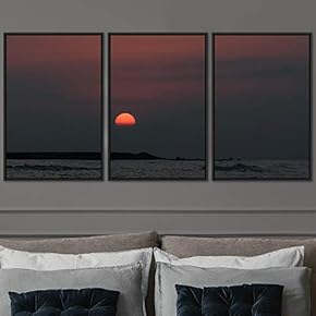 signwin 3 Piece Framed Canvas Wall Art Sun...